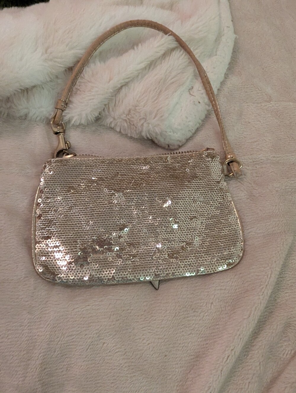 Coach Sequin Wristlet Clutch in Champagne Gold